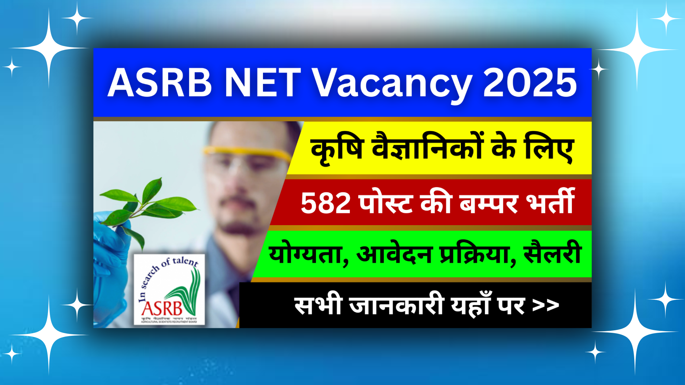 ASRB NET Vacancy 2025: कृषि वैज्ञानिक के लिए 582 पोस्ट की बम्पर भर्ती, योग्यता, सैलरी, आवेदन प्रक्रिया सभी जानकारी यहाँ पर #ASRB NET Recruitment 2025 #ASRB NET Notification 2025