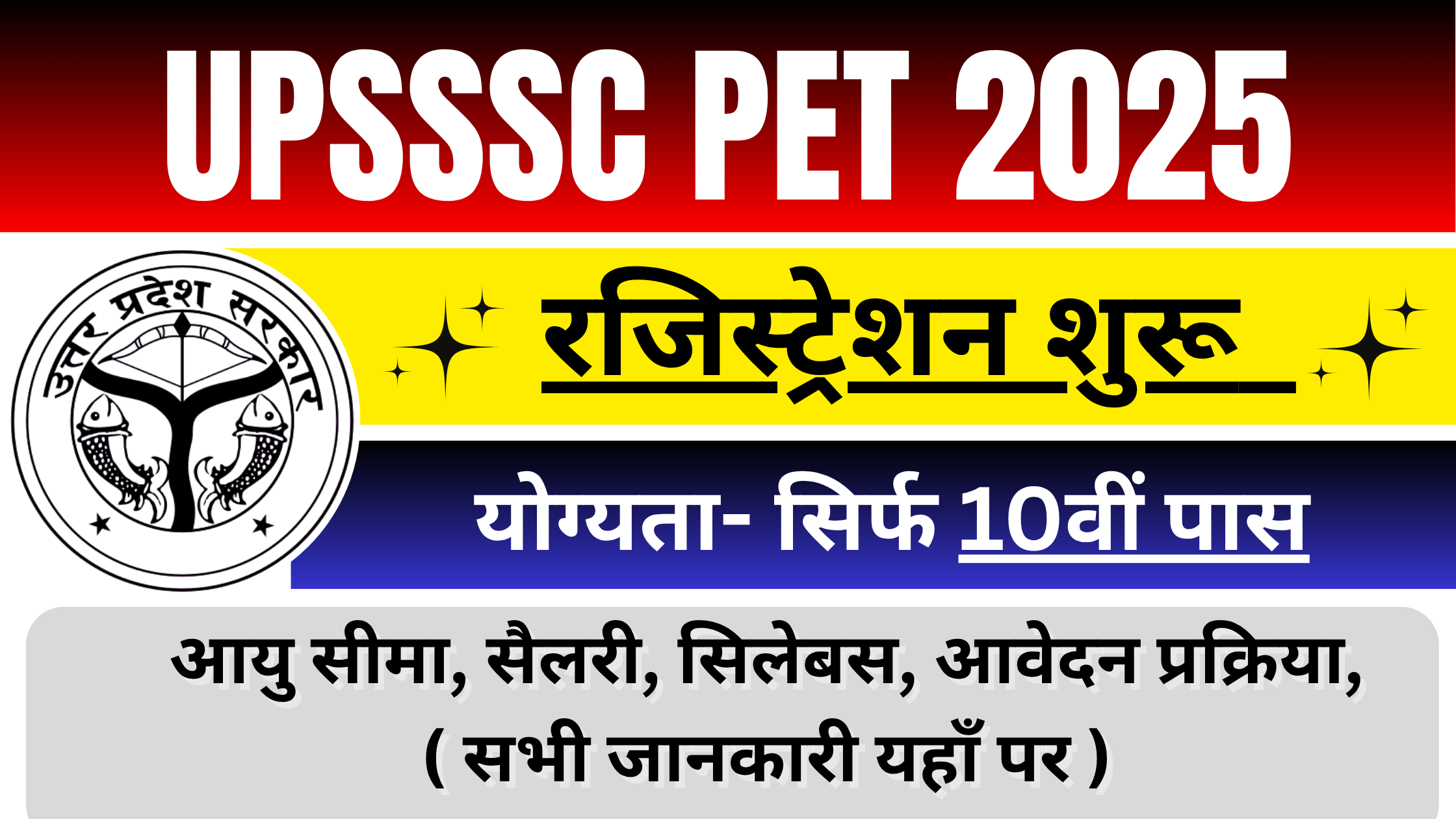 UPSSSC PET 2025 Apply Now: जाने योग्यता, सिलेबस, फॉर्म भरने का डेट और प्रक्रिया #UPSSSC PET 2025 Registration Date #UPSSSC PET 2025 Apply Date #UPSSSC PET 2025 Vacancy
